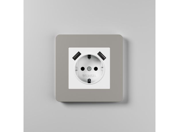 Рамка из поликарбоната на 1 пост Split дымчатый/белый, soft-touch W0013067