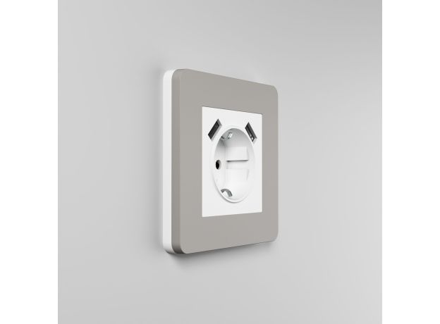 Рамка из поликарбоната на 1 пост Split дымчатый/белый, soft-touch W0013067