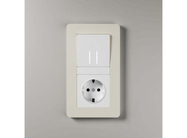 Рамка из поликарбоната на 2 поста Split айвори/белый, soft-touch W0023066