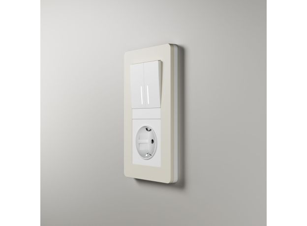 Рамка из поликарбоната на 2 поста Split айвори/белый, soft-touch W0023066