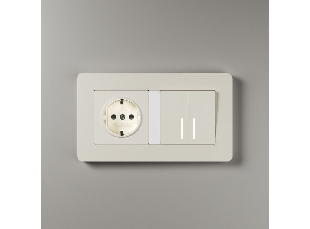 Рамка из поликарбоната на 2 поста Split айвори/белый, soft-touch W0023066