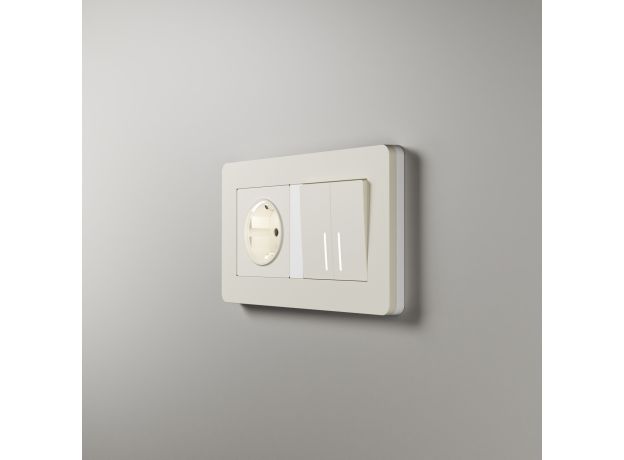 Рамка из поликарбоната на 2 поста Split айвори/белый, soft-touch W0023066