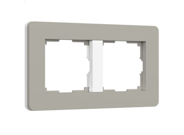 Рамка из поликарбоната на 2 поста Split дымчатый/белый, soft-touch W0023067
