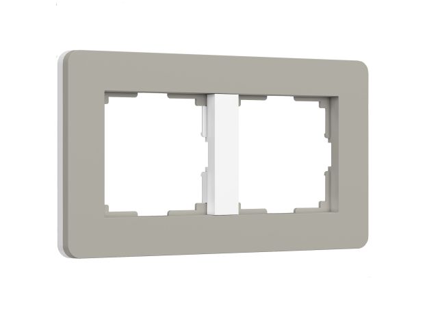 Рамка из поликарбоната на 2 поста Split дымчатый/белый, soft-touch W0023067