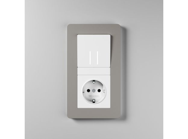 Рамка из поликарбоната на 2 поста Split дымчатый/белый, soft-touch W0023067