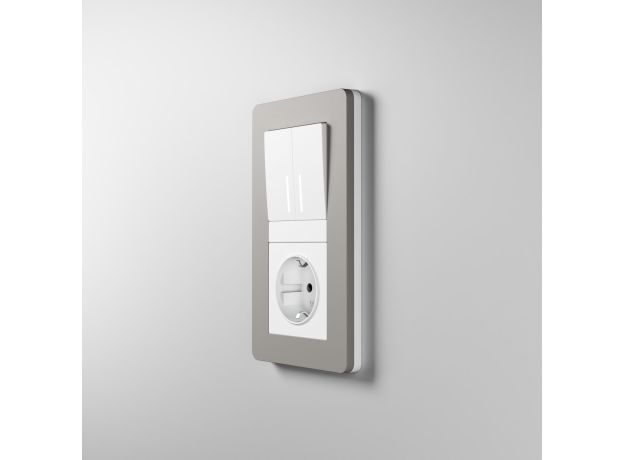 Рамка из поликарбоната на 2 поста Split дымчатый/белый, soft-touch W0023067