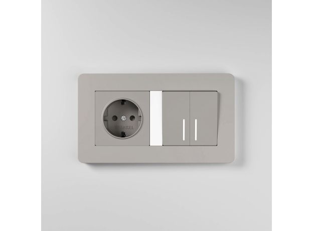 Рамка из поликарбоната на 2 поста Split дымчатый/белый, soft-touch W0023067