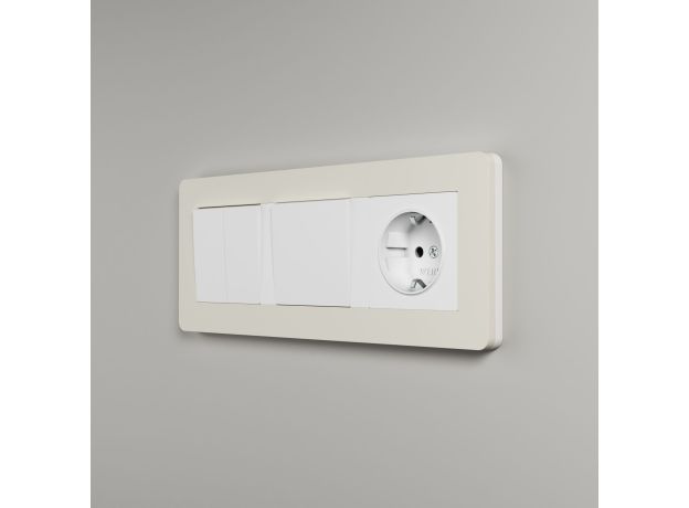 Рамка из поликарбоната на 3 поста Split айвори/белый, soft-touch W0033066