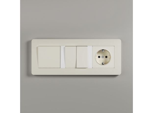 Рамка из поликарбоната на 3 поста Split айвори/белый, soft-touch W0033066