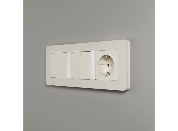 Рамка из поликарбоната на 3 поста Split айвори/белый, soft-touch W0033066