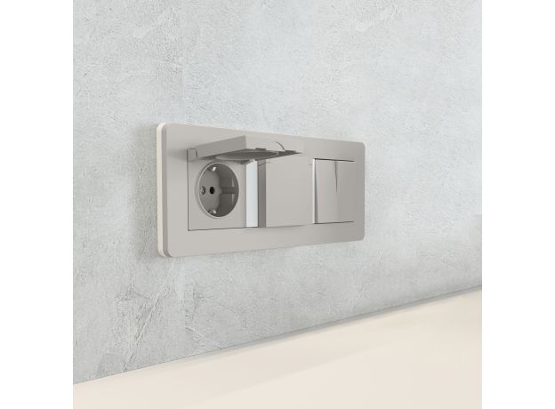 Рамка из поликарбоната на 3 поста Split дымчатый/белый, soft-touch W0033067