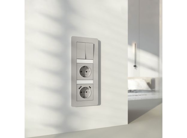 Рамка из поликарбоната на 3 поста Split дымчатый/белый, soft-touch W0033067