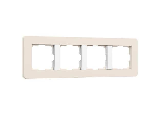 Рамка из поликарбоната на 4 поста Split айвори/белый, soft-touch W0043066