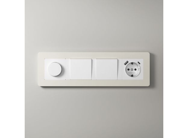 Рамка из поликарбоната на 4 поста Split айвори/белый, soft-touch W0043066