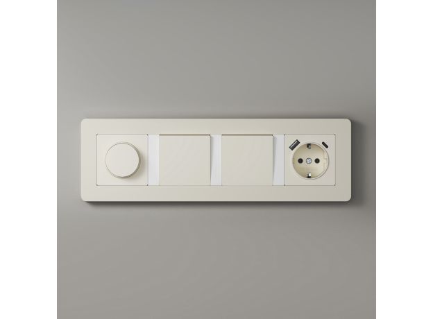 Рамка из поликарбоната на 4 поста Split айвори/белый, soft-touch W0043066