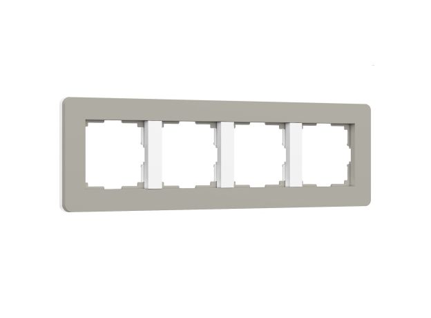 Рамка из поликарбоната на 4 поста Split дымчатый/белый, soft-touch W0043067