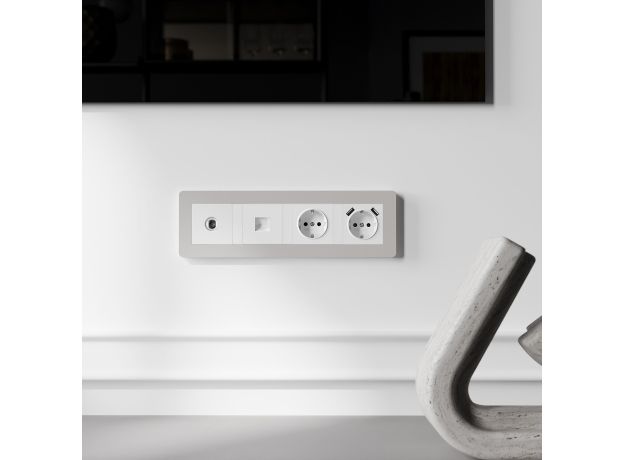 Рамка из поликарбоната на 4 поста Split дымчатый/белый, soft-touch W0043067