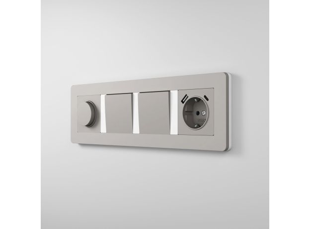 Рамка из поликарбоната на 4 поста Split дымчатый/белый, soft-touch W0043067