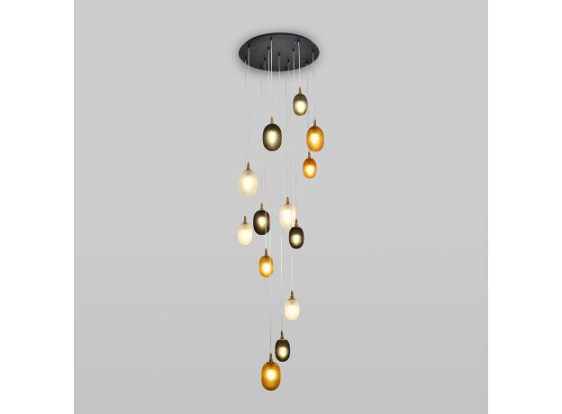 Умный подвесной светильник со стеклянными плафонами 50266 дымчатый/прозрачный/янтарный