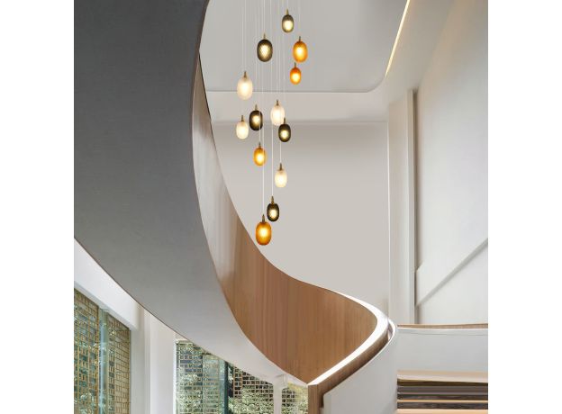 Умный подвесной светильник со стеклянными плафонами 50266 дымчатый/прозрачный/янтарный