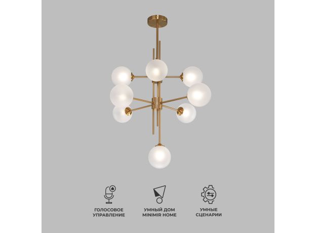 Умный потолочный светильник cо стеклянными плафонами 50383 латунь