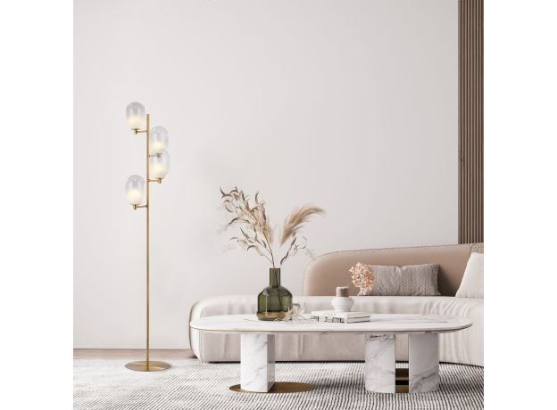 Напольный светильник со стеклянными плафонами 01161/4 латунь