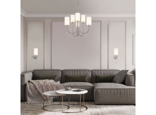 Настенный светильник с тканевым абажуром 60164/1 никель