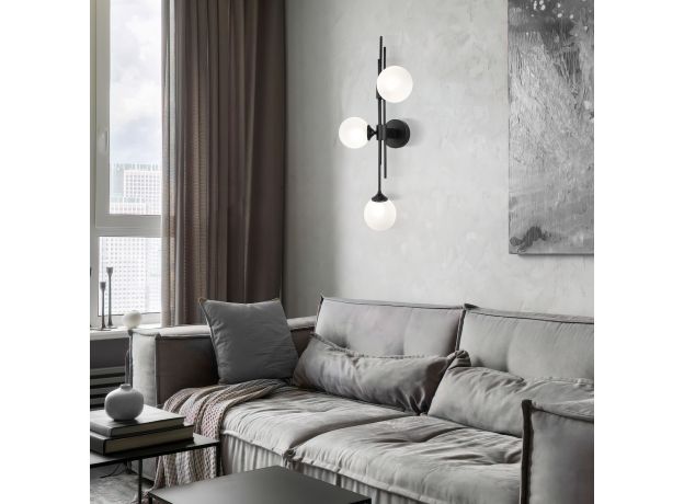 Настенный светильник со стеклянными плафонами 50383/3 черный