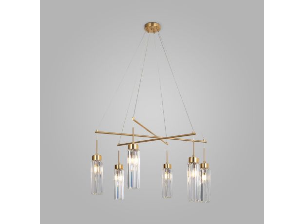 Умная подвесная люстра с хрусталем 60163/6 латунь