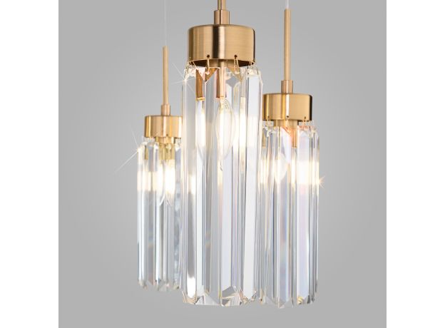 Умная подвесная люстра с хрусталем 60163/6 латунь