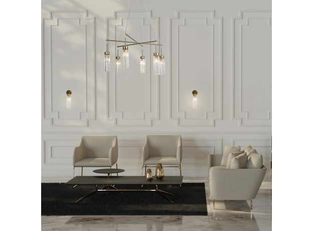 Умная подвесная люстра с хрусталем 60163/6 латунь