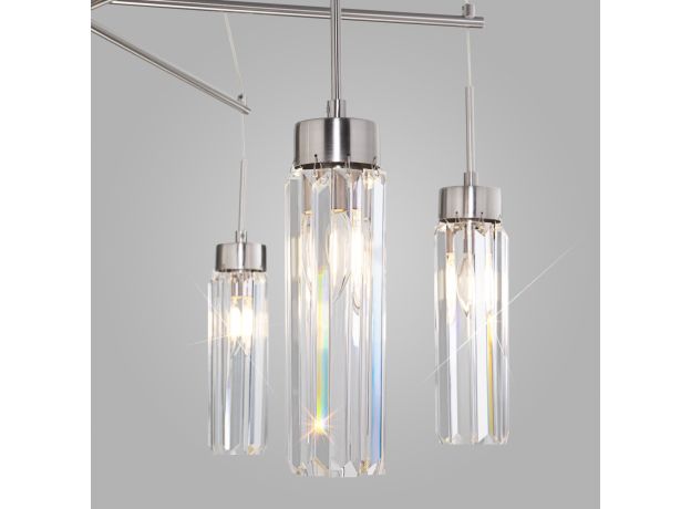 Умная подвесная люстра с хрусталем 60163/6 никель