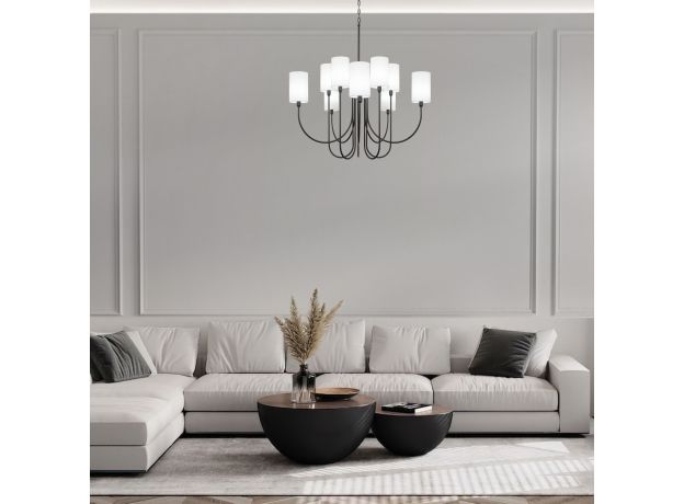 Умная подвесная люстра с тканевыми абажурами 60164/10 черный