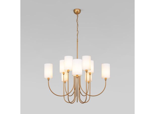 Умная подвесная люстра с тканевыми абажурами 60164/10 латунь