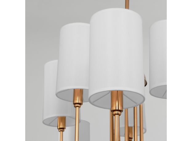 Умная подвесная люстра с тканевыми абажурами 60164/10 латунь