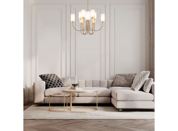 Умная подвесная люстра с тканевыми абажурами 60164/10 латунь