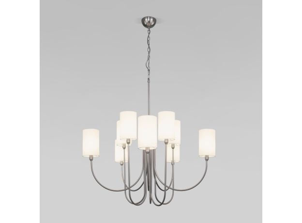Умная подвесная люстра с тканевыми абажурами 60164/10 никель