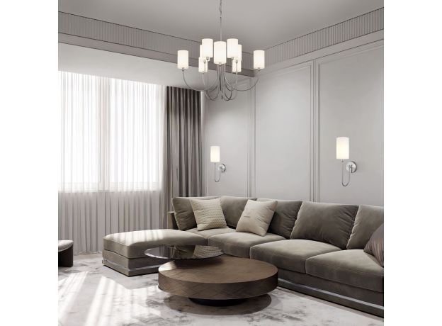 Умная подвесная люстра с тканевыми абажурами 60164/10 никель