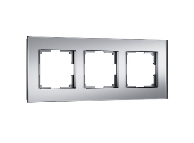 Рамка из стекла на 3 поста Senso серебряный soft-touch W0033106