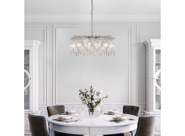 Умная подвесная люстра с прозрачным хрусталем 60159 хром