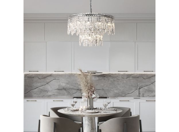 Умная подвесная люстра с прозрачным хрусталем 60160 хром