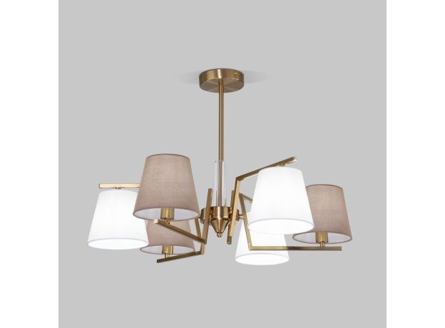 Умная потолочная люстра с тканевыми абажурами 60149/6 латунь
