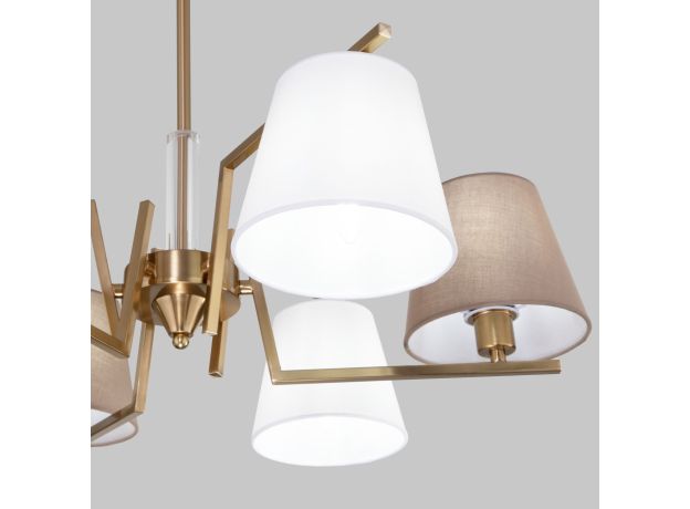 Умная потолочная люстра с тканевыми абажурами 60149/6 латунь