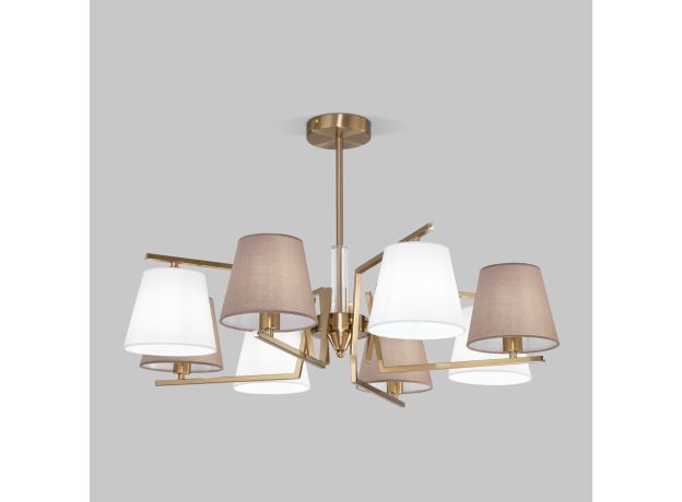 Умная потолочная люстра с тканевыми абажурами 60149/8 латунь