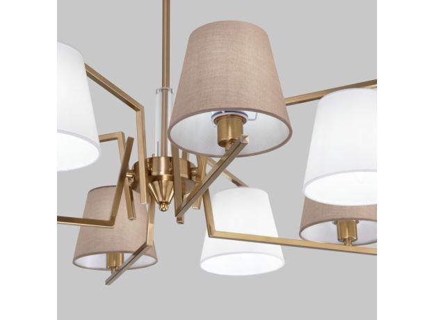 Умная потолочная люстра с тканевыми абажурами 60149/8 латунь