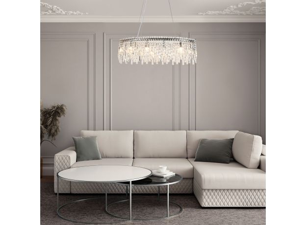 Умный подвесной светильник с прозрачным хрусталем 60159/10 хром