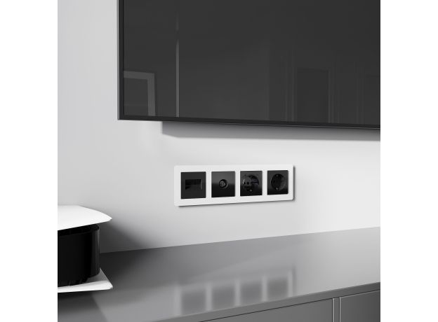 Накладка для двойной розетки Еthernet RJ-45 (черный акрил) W1191148