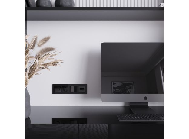 Накладка для двойной розетки Еthernet RJ-45 (черный акрил) W1191148