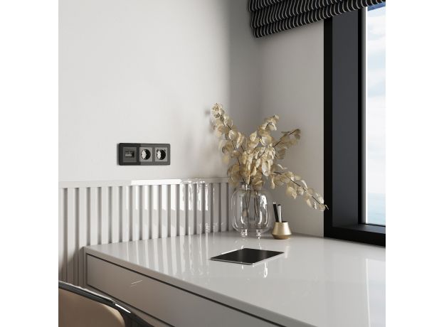 Накладка для двойной розетки Еthernet RJ-45 (графит акрил) W1191144