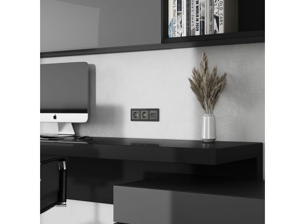 Накладка для двойной розетки Еthernet RJ-45 (графит акрил) W1191144